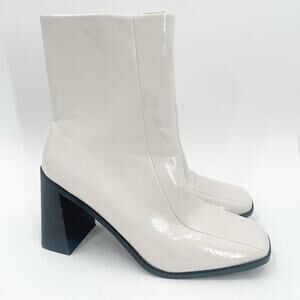 Princess Polly Boots SZ 8 Kia Kiaya Ankle Cream *FLAWS* Bootie Zipper Heel NWOT